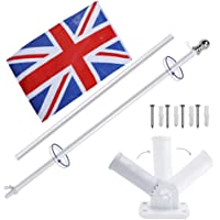 Display4top 6ft Aluminio Kit de asta de la Bandera con Soporte de Pared Ajustable de 180 Grados + 1PC Bandera (UK Flag)
